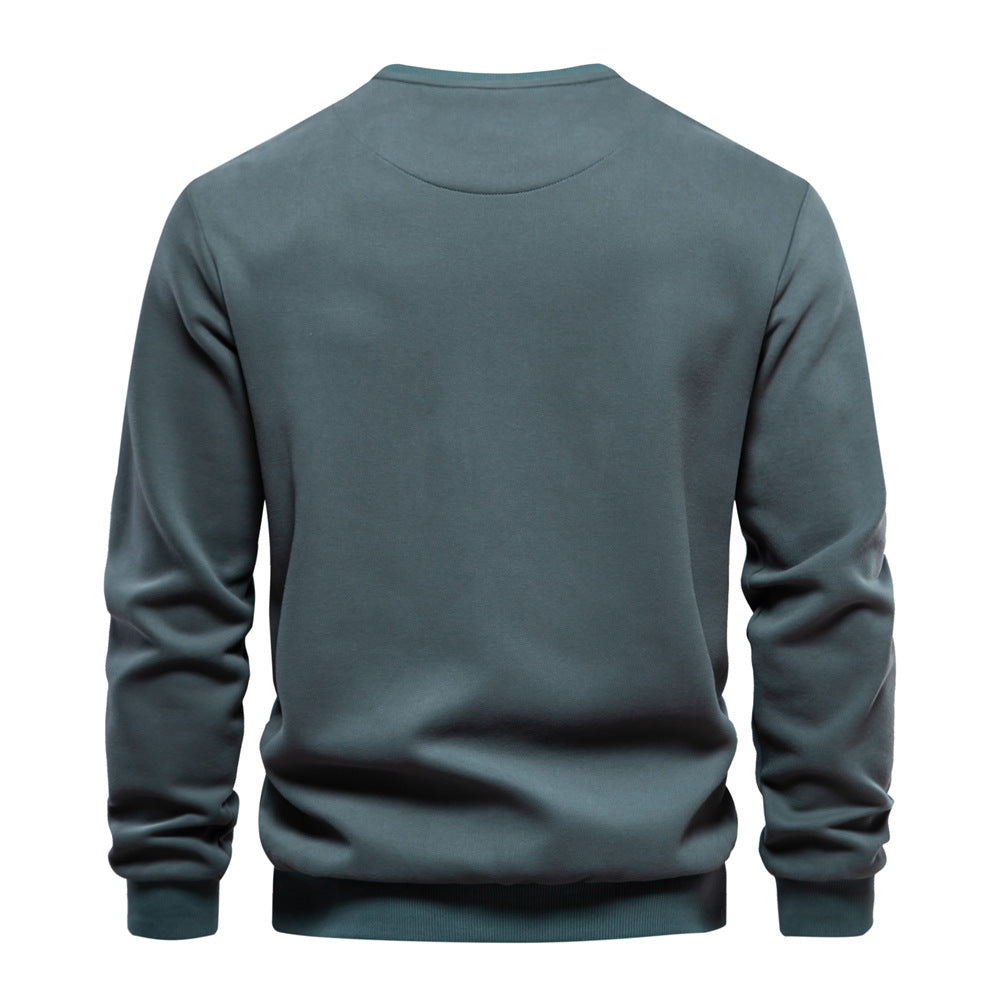 Men's knitted cotton sweater solid color casual sweater S-2XL