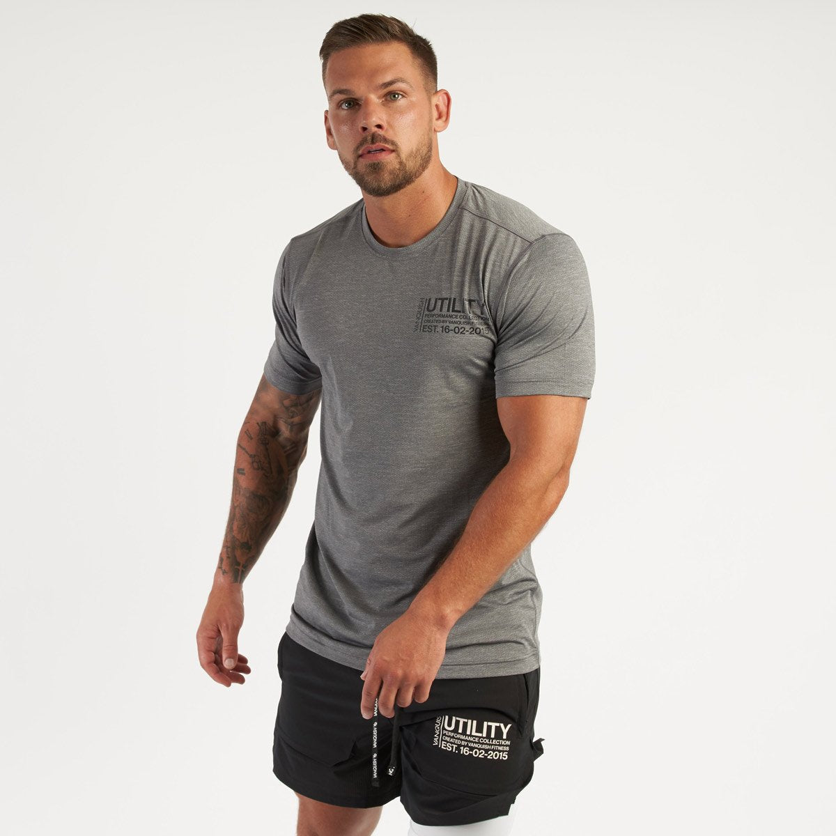 Vanquish Men's Cotton T-shirt Slim Fit Crew Neck Casual Patchwork Short Sleeve Gym Sports Training Wear