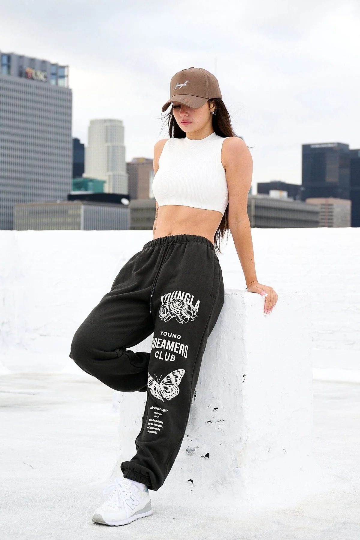 Youngla American Sports Pants Gym Bodybuilding Running Training Pants Cotton Terry Printed Ankle-Tied Trousers