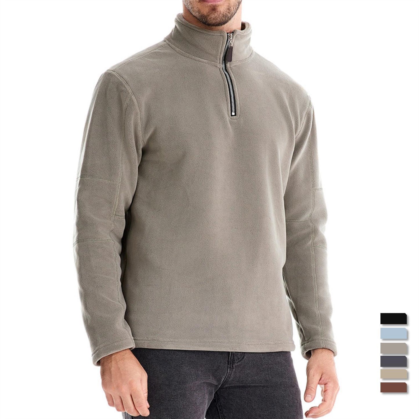 Men's Knitted Sweater 100% Cotton Half Zipper Solid Color Casual Sweater S-2XL Knitted Sweater