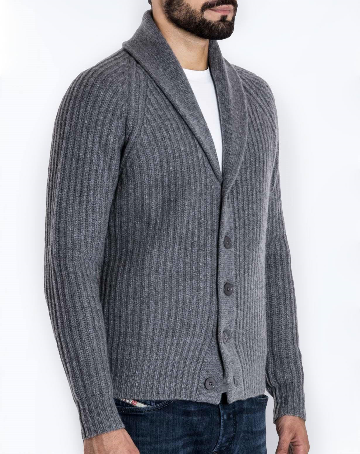 Men's knitted sweater thick thread button cardigan solid color warm loose M-4XL