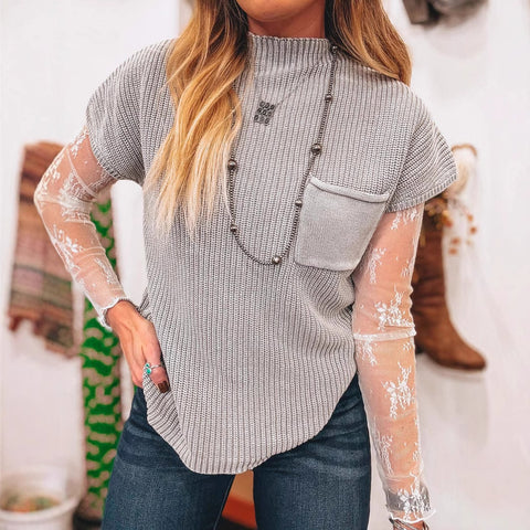 Women's Knit Sweaters: High Neck and Sleeveless Design
