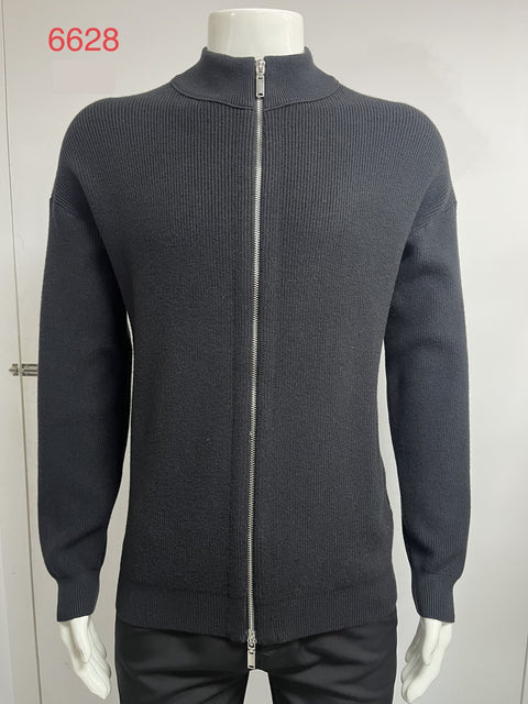 Men's sweater zip knit cardigan winter warm high neck long sleeve fashion