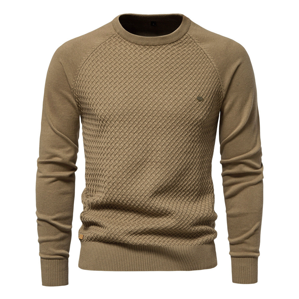 Men's Knitted Cotton Sweater Solid Color Casual Sweater S-2XL Knitted Sweater