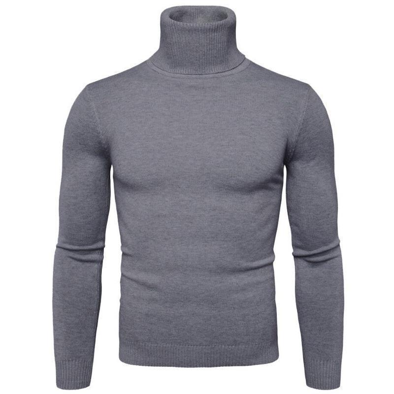 Men's Knitted Sweater Turtleneck Solid Color Warm Loose Design M-4XL