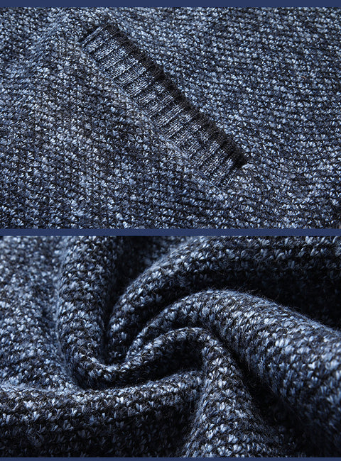 Men's Knitted fleece-lined Cardigan V-neck Knitted Sweater for Middle-aged and Elderly Business Casual Sweater