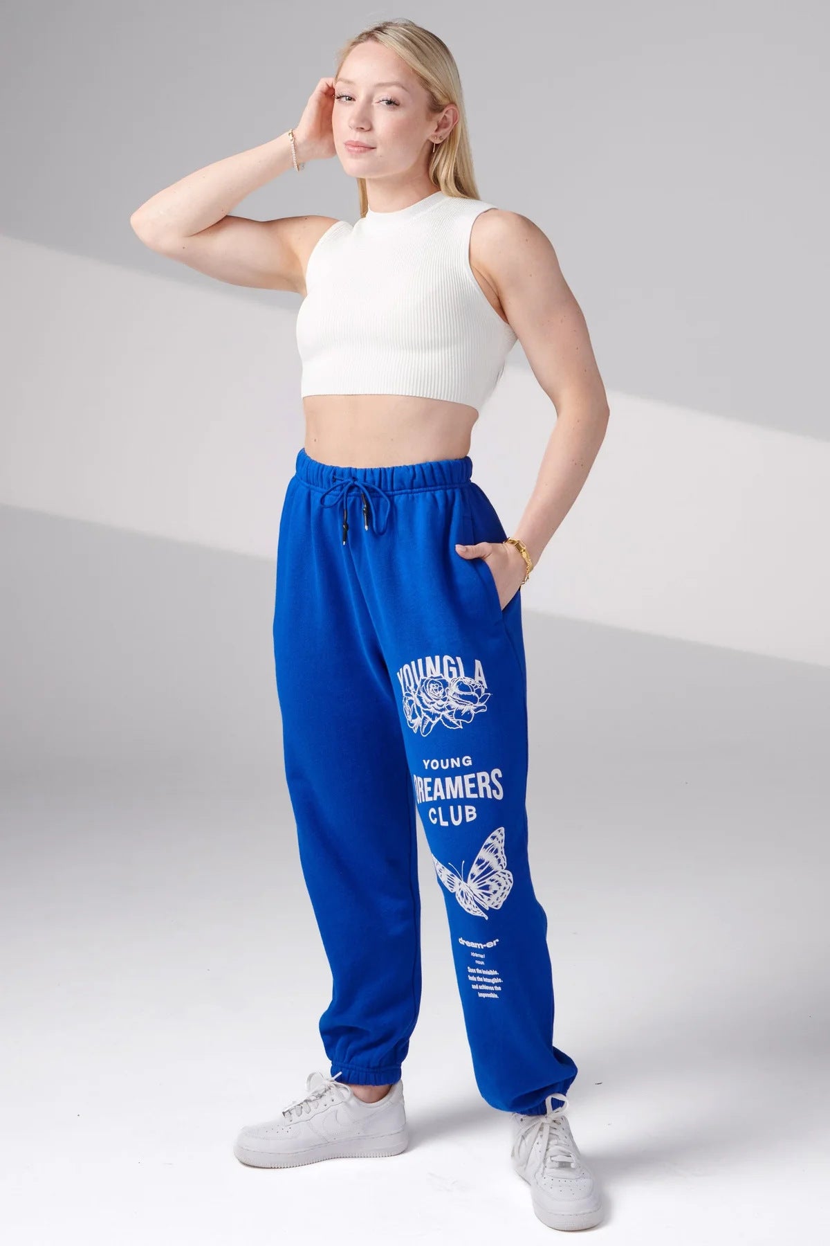 Youngla American Sports Pants Gym Bodybuilding Running Training Pants Cotton Terry Printed Ankle-Tied Trousers