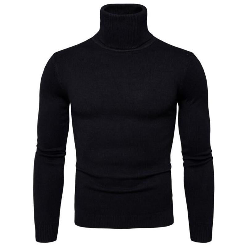 Men's Knitted Sweater Turtleneck Solid Color Warm Loose Design M-4XL