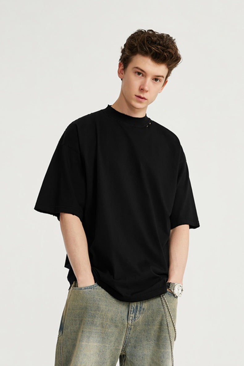 Men's T-shirt INF Men's Clothing | Fashion Brand Small Turtleneck and Embroidered Spring and Summer New Loose Worn Men's round Neck Short Sleeve