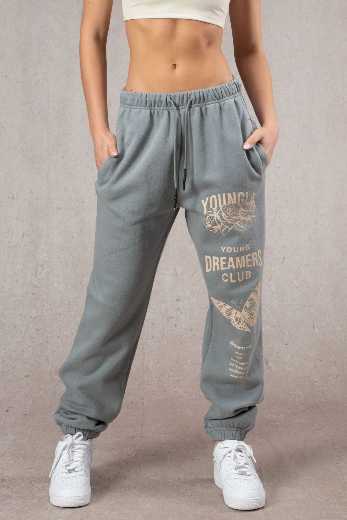 Youngla American Sports Pants Gym Bodybuilding Running Training Pants Cotton Terry Printed Ankle-Tied Trousers