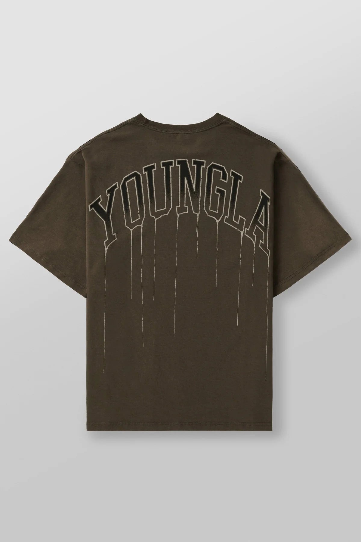 Youngla Men's Oversized T-shirt Cotton round Neck Loose Short Sleeves Gym Sports Fitness T-shirt 240 Fabric