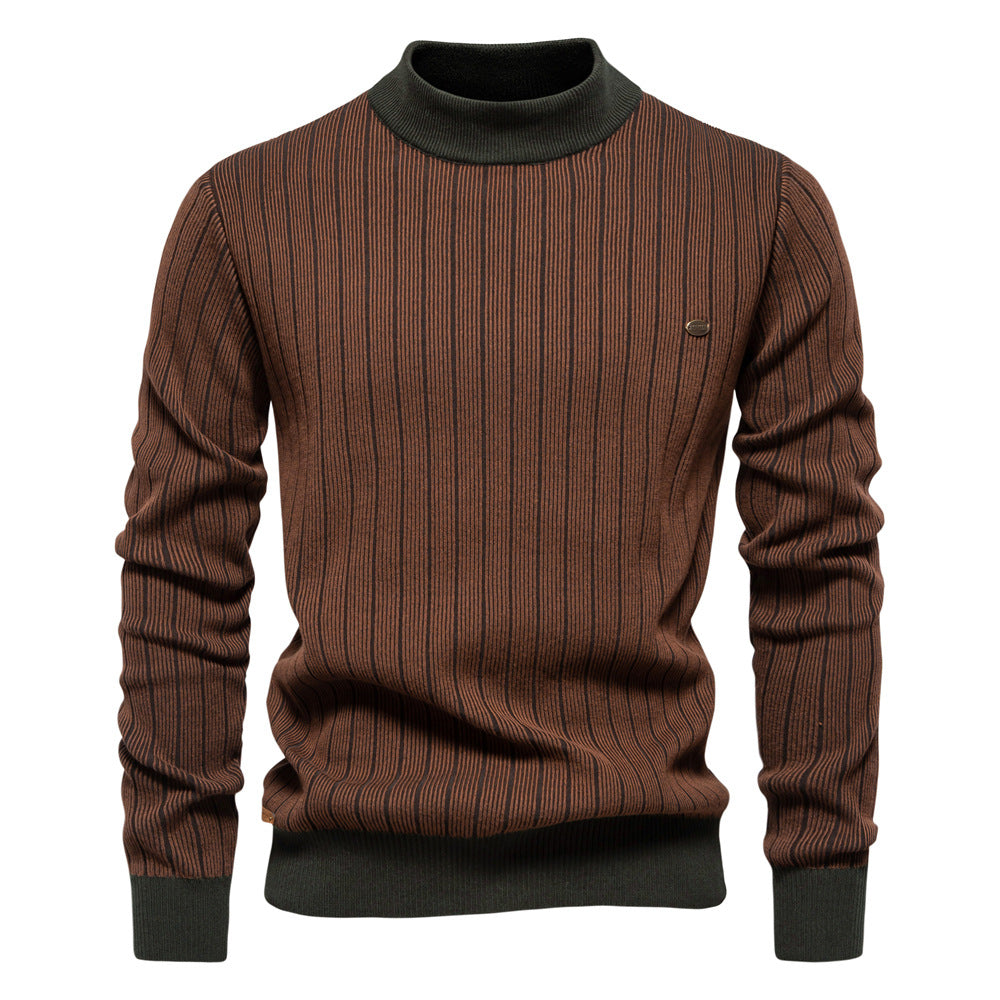 Men's Knit Sweaters Half Turtleneck Waffle Knit Pullover Raglan Sleeve Sweater