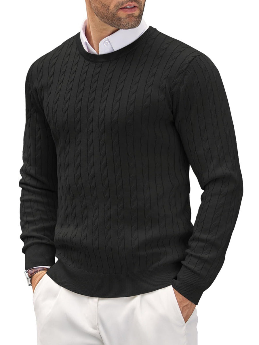 Men's knitted sweater with twisted lapel and warm loose design M-4XL