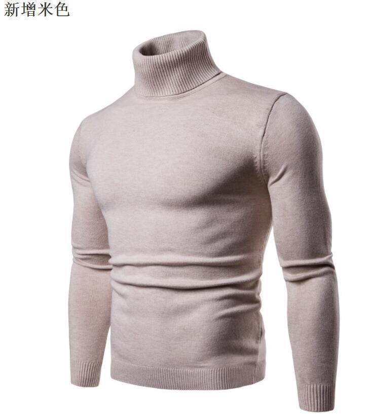 Men's Knitted Sweater Turtleneck Solid Color Warm Loose Design M-4XL