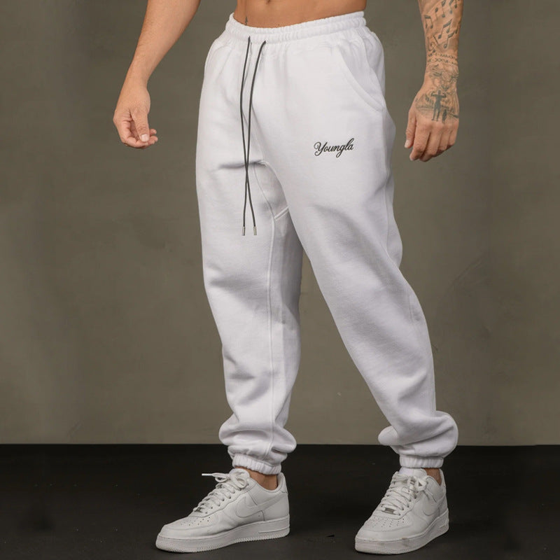 Men's Sports Pants Autumn and Winter New Gym Sports Fitness Cotton Embroidery Ankle-Tied Sweatpants