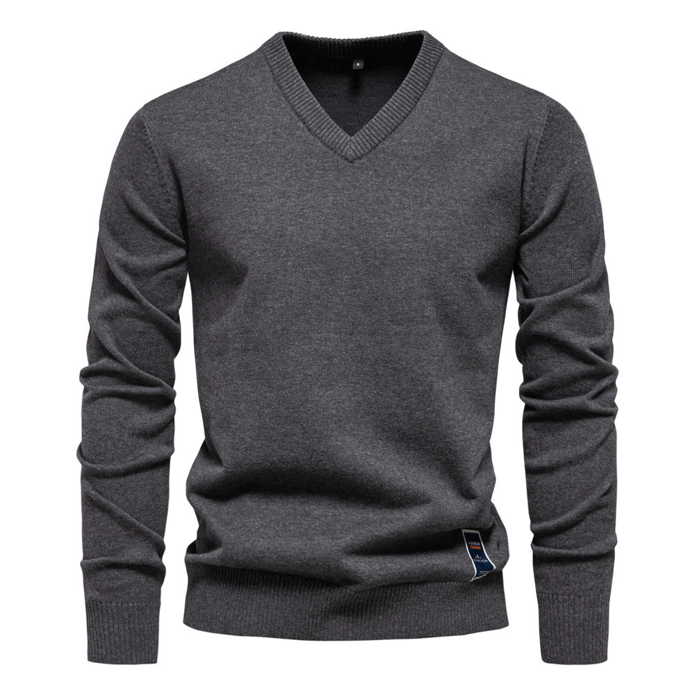 Men's Knitted Sweater V-Neck Button Casual Sweater S-2XL