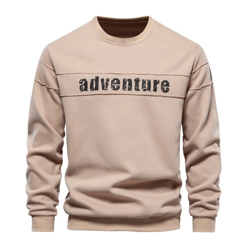 Men's sweatshirt loose round neck printed stitching trendy sports leisure S-2XL