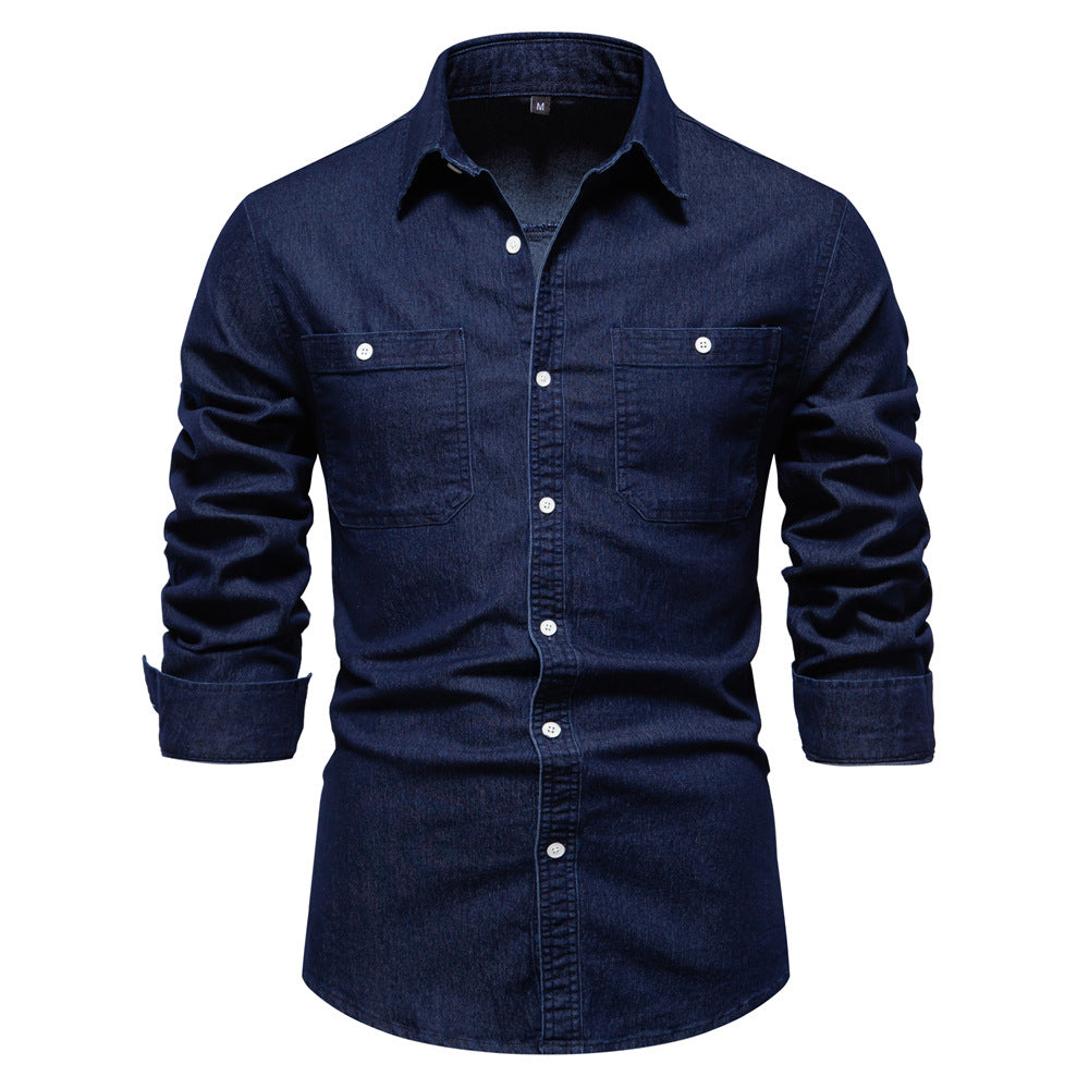 Men's Denim Casual Chambray Button Down Shirts Long Sleeve Lightweight